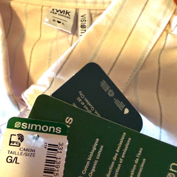 Pink and gray organic cotton striped pocket short sleeve oxford shirt NWT - Picture 7 of 9